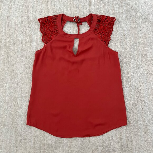 Express Lace Sleeve Low Back Flowy Boho Blouse Top XS - Picture 1 of 8